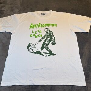 ROVR Anti Algorithm Lets Dance Graphic T Shirt Men's XL White Creature Monster